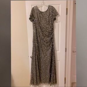 Adrianna Papell Sequin Cowl Back Gown with Side Ruching
